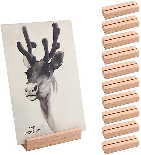 LONHCHI 10 Stücke Tischkartenhalter aus Holz - Stabiler Tischaufsteller für Hochzeiten | Menükartenhalter, Tischnummern, Fotohalter & Tischdekoration aus Buchenholz (Buchenholz 10 pack 8cm)