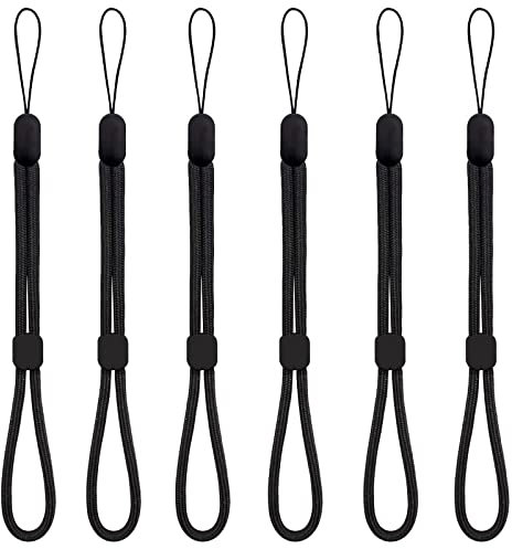 Handschlaufe Verstellbare Lanyard Schlüsselband für Kamera Sanft Kurze Handgelenkschlaufe Kompatibel Mit Handy USB GoPro Taschenlampe MP4 Schwarz 6 Stücke