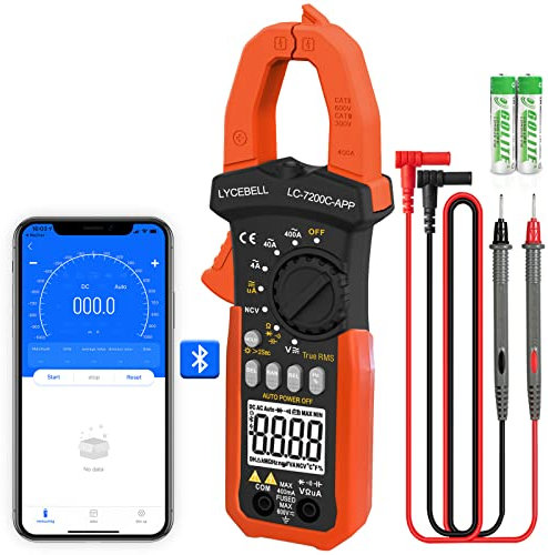 LYCEBELL Digital Clamp Meter, LC-7200C-APP True RMS Auto Range Professional Multimeter, Volt Amp Test Meter for AC/DC Current Voltage Resistance Capacitance Frequency Diode Continuity NCV