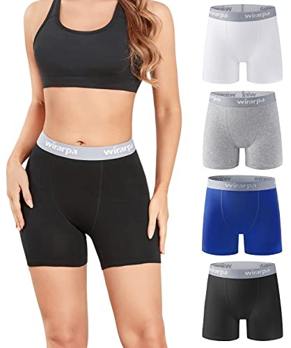 wirarpa Short Cycliste Femme Panty Anti Frottement Shorty Coton Legging Court Boxer Caleçon 5,5 Inseam Lot de 4 Multicolore Taille M