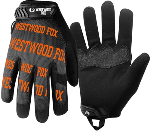 WESTWOOD FOX Arbetshandskar Utility skyddshandskar halkfria mekaniska handskar fast grepp pekskärm män kvinnor lätta arbetshandskar byggarbetare (orange, S)