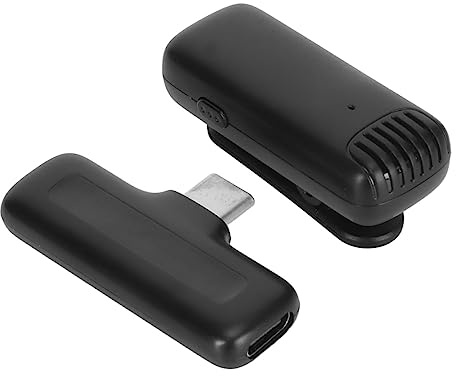 Clip Microphone, Plug and Play Noise Canceling Auto Sync Omnidirectional Wireless Lavalier Microphone Rechargeable for Podcast Laptop