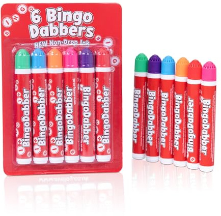 evelay Bingo Dabbers Markers Mixed Colours Pens for Bingo Tickets Games - Pack of 6