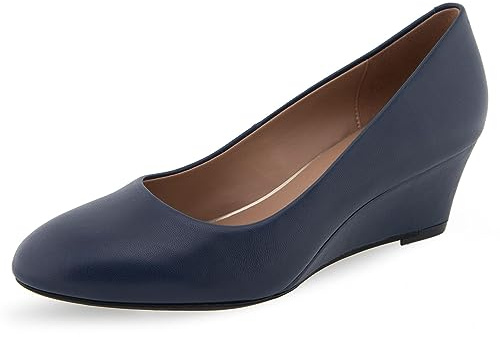 Aerosoles Women's IRIS Wedge Pump, Navy Leather, 8W