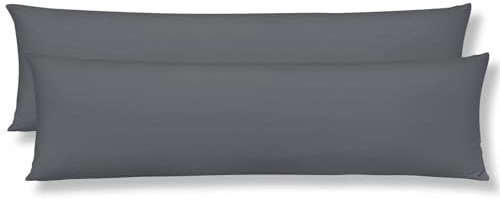 mafudoxi Seitenschläferkissen Bezug 40 x 145 2er Set,Kissenbezug 40 x 145, kopfkissenbezug mit Reißverschluss aus Mikrofaser,Premium und Weich Kissenhülle,Sofakissen dekokissen, Anthrazit