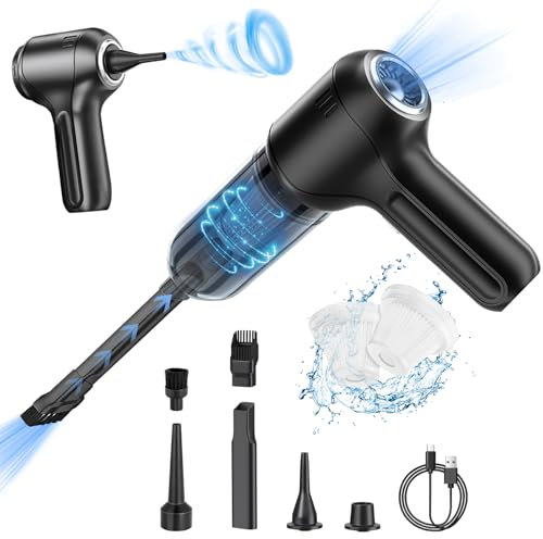 Journeyside Aspirador de Mano Portátil, Potente Aspiradora Coche 9000PA/12000PA, Multifuncional Aspirador Coche Sin Cable 2 En 1, Chargement De Type C, Aspiradora De Mano para Coche Oficina y Casa