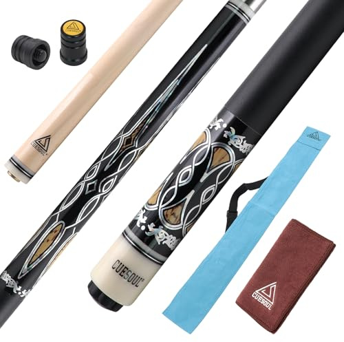 CUESOUL 58 Pouces Queue de Billard,21oz,13mm Pointe de Queue de Billard avec enveloppe Irlandaise,emballée dans Un Sac de Queue Bleu