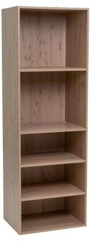 Armario modular de tablero laminado natural con 5 estantes de 60x45x180 cm | Gana espacio en tu dormitorio o vestidor. Ideal para organizar toallas, zapatos y la ropa de hogar de manera muy funcional