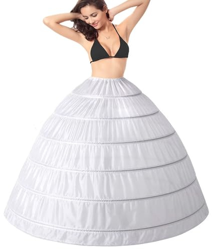 Genérico Enaguas Cortas Crinolina 6 Aros Longitud del Suelo Falda Enagua Mujer Largas Enaguas para Vestidos de Novia Boda Falda Cancan Enagua cancán Hoop Petticoat Underskirt Enagua