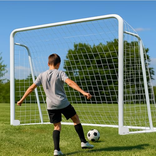 MOPHOTO 10x6.5 FT Soccer Goal for Backyard, Foldable 2.2 Steel Frame Soccer Goals Net with 6 Training Cones, Weatherproof Goal for Youth, Adults & Soccer Clubs