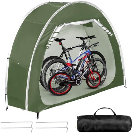 DOKKOME Tenda da bicicletta, impermeabile, portatile, da campeggio, per biciclette, garage, per esterni, per biciclette, motociclette, attrezzi da giardino, tosaerba, avocado