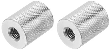 PATIKIL Dadi Connettori Rotondi M8, 2 Pz 20mm Diametro x 25mm Altezza 304 Acciaio Inossidabile Dadi A Manicotto Zigrinati Per Barra Filettata Per Supporti Fotocamera Lampada
