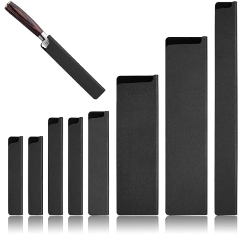 INNAL 8 Piezas Funda Protectora para Las Cuchillas con Suave Fieltro Interior ABS Funda Cuchillos Cocina Protectores Universales Seis Tamaños Diferentes Puede Proteger Cuchillos Daños (Negro)