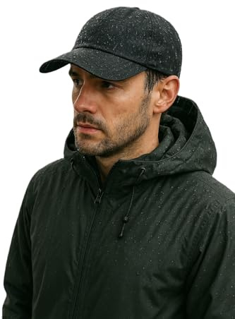 Waterproof Baseball Cap, Waxed Cotton, Black, One Size Fits All, with Quilted Lining and Sweatband, Unisex Design for All Weather