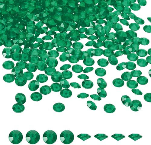 sourcing map 1000 coriandoli finti da spargere sulla tavola per matrimoni, diamanti in acrilico, strass per vasi, gemme per artigianato, centrotavola, addio al nubilato, feste (verde scuro, 8 mm)