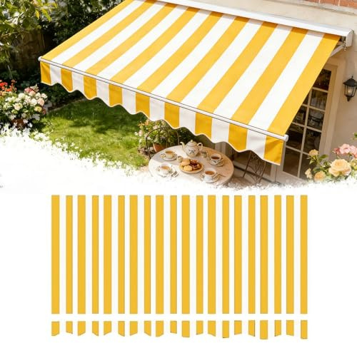 HOUKOIKBUG Telo di Ricambio per Tenda da Sole Tessuto di Ricambio per Tenda da Esterno Tessuto Impermeabile in Poliestere, Protezione UV(Yellow,6x5ft/180x150cm)