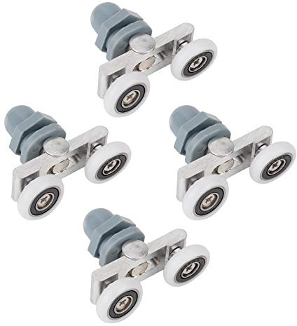 Lot de 4 roulettes doubles pour porte de douche, haut et bas, pas de bruit, double rouleau coulissant, pour porte en verre (23 mm)