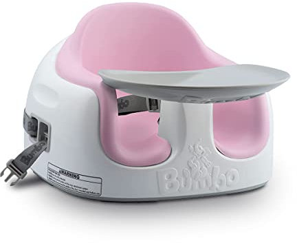 Bumbo Multi Seat - Asiento para Bebé 3 en 1 - Asiento de Suelo, Trona Portátil y Alzador de Silla para Comer - Bandeja Extaíble y Altura Ajustable - Color Rosa