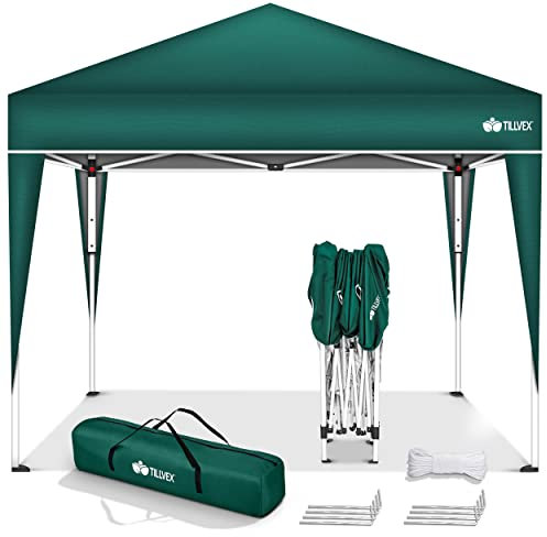 tillvex Gazebo Plegable Cenador 3x3m Impermeable | Pabellon de Jardin Pop-up Regulable en Altura | Carpa de jardín protección UV 50+ | Cenador de Fiesta con Bolsa (Verde)