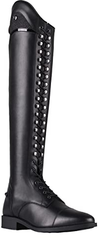 Botas de equitación para mujer Hailey Adult, diseño llamativo, cómodas de llevar, cordones decorativos, fáciles de poner y quitar, fácil de limpiar, talla: 42, color QHP: negro, Negro , 42 EU