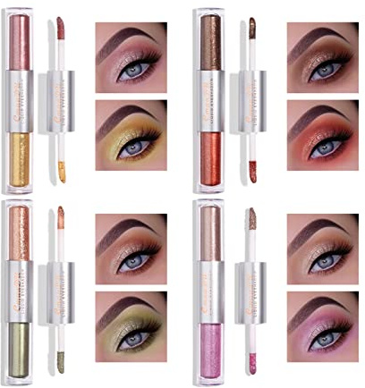 Ombretto liquido con glitter metallizzati, 8 colori Shimmer Sparkling Eyeliner, resistente all'acqua, per feste di nozze o per tutti i giorni (02)