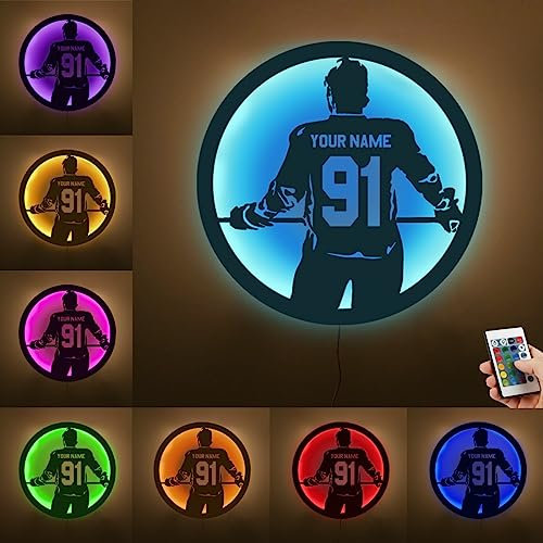 XIAO.Z Personalisierte Hockey Spieler Metall Zeichen, Benutzerdefinierte Name Für Nummer Hockey Zeichen Wand Kunst, Hockey Sport Home Dekor, Weihnachten Geburtstag Hockey Kinder Geschenk
