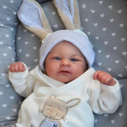 Anano Reborn Bébé Poupée Garçon Qui Ont L'air Réel Nouveau Né 46cm Yeux Ouverts Adorable Réaliste Souple en Silicone Vinyle Poupées Garçon Jouet avec Corps en Tissu