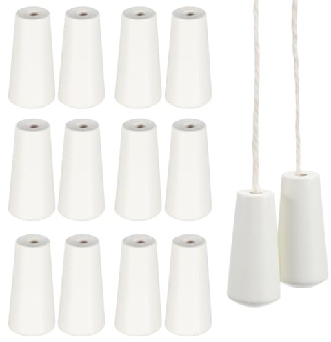 12PCS Blind Pull Cord Knobs Wood Blind Cord for Roman Shades Curtain Crafts Drawstring Beige White