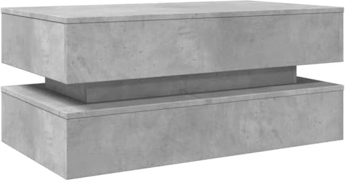 vidaXL Coffee Table Concrete Grey with RGB LED Lights - Engineered Wood Centre/Side Table for Living Room/Office - 90x50x40 cm