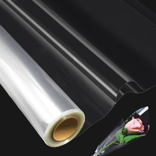 Faltpaket Klare Cellophan Wrap, gefaltete 80cm x 30M Geschenkverpackung Cellophan Rolle für Hampers Geburtstag Muttertag Cookies Geschenke Osterbündel Wrap