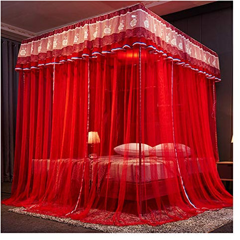 Himmelbett-Himmelbett-Vorhang-Baldachin für Bettdekoration, luxuriöses, Elegantes Moskitonetz mit 3 Öffnungen für Kingsize-Betten und große Queensize-Betten (Größe: 180 x 220 x 200 cm,