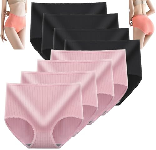 ALACEG Lot de 8 Culottes Anti-Fuite Taille Haute améliorées, Culottes Vicsecrets Absorbant l'humidité, Slips Grande Taille (8 PCS-D,XXL)