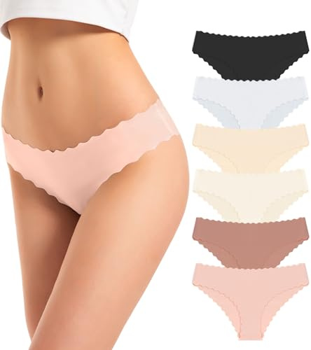 TANSTC Bragas Mujer Sin Costuras Invisible Señoras Braguitas Low Rise Suave Ligera Bikini Braguitas, Pack de 6, M