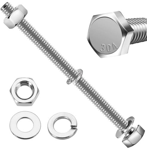 ORTAVA 10 viti esagonali M6 x 100, viti con testa esagonale, con rondelle, anelli a molla e dadi, viti esagonali in acciaio inox A2 V2