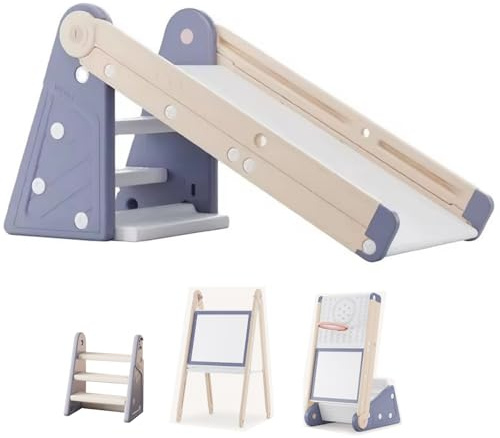 Toboggan 4 en 1 pour enfant, transformable en escabeau, tableau, tableau magnétique, toboggan pour enfants