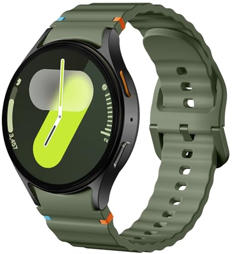 Dirrelo Armband für Samsung Galaxy Watch 7/6/5/4 FE - Weiches Silikon Sport-Ersatzband, 40mm/44mm, Keine Lücke, ArmyGreen für Herren