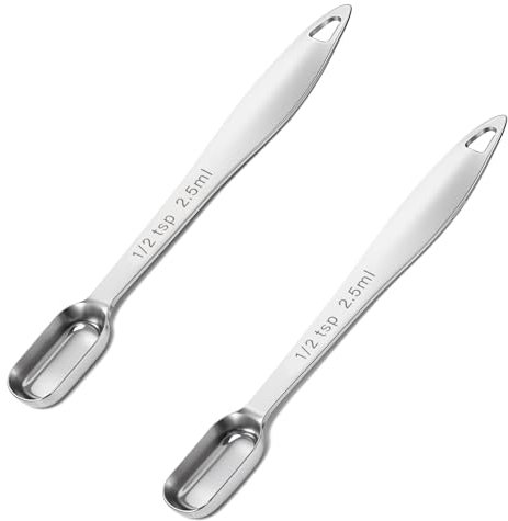 2 Stück Edelstahl Messlöffel 2.5 ml Teelöffel Rechteckige Einzelmesslöffel 1/2 Teelöffel Rechteckige Messlöffel Mini Löffel Gewürzlöffel