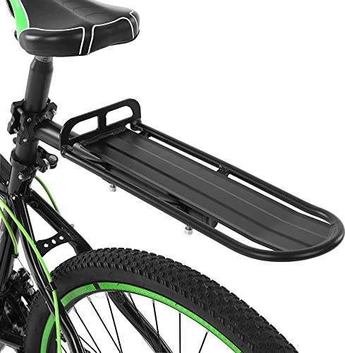 Adjustable Aluminium Bike Cargo Carrier, Lightweight Rear Rack for Bicycles, Fits Seat Post 22-32mm, Includes Rubber Pad L Wrench
