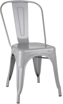 Bolero Bistro Steel Side Chairs Grey (4 pack) - Indoor Outdoor Garden, Events, Wedding Chairs FW509