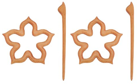 Lot de 2 broches en bois en forme de fleur faites à la main élégantes pour femmes - Boucle mignonne fille garçon - Broche châle - Boucle - Broche pour femme, Default