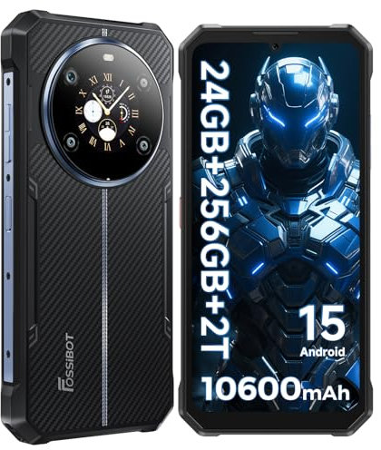 FOSSiBOT F109S Telephone Portable Incassable Android 15, Dual écran, 6,745’’ HD, Batterie 10600 mAh/18W, 24GB RAM + 256GB ROM/TF 2TB Smartphone Incassable, Caméra 50MP, NFC/5G Wifi/GPS/IP68 / IP69K