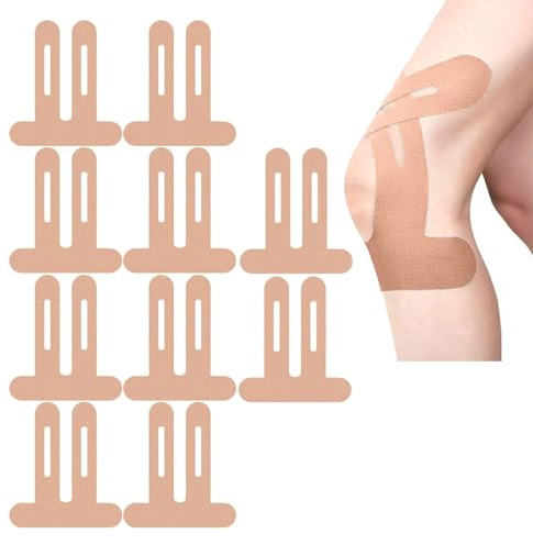 10 unidades de cinta deportiva precortada, rodilleras, rodilleras, estabilización de rodillas, cinta elástica impermeable para el dolor de rodilla (Complexion)