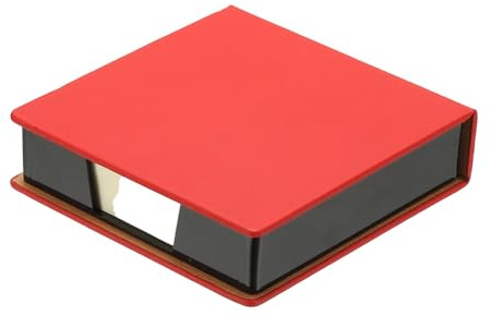 PATIKIL Porta Notas Adhesivos De Cuero, Dispensador De Blocs Adhesivos De 4x4, Organizador De Notas Y Tarjetas De Visita Para Escritorio Hogar Oficina Libros Cuaderno, Rojo