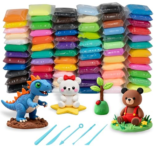 RUACDIQ Kit de pâte à Modeler, kit de démarrage, 72 Couleurs de pâte Magique séchant à l'air pour Enfants, Cadeau en pâte polymère pour garçons et Filles âgés de 3 à 12 Ans