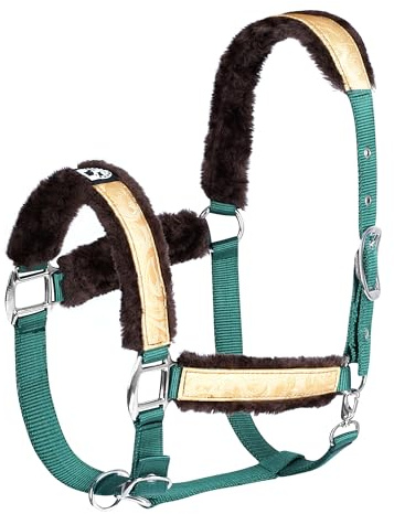 Gallop Horse Halter Floral Furr - Contoured Fit & Moisture-Wicking Fabric (Dark Green, Cob)