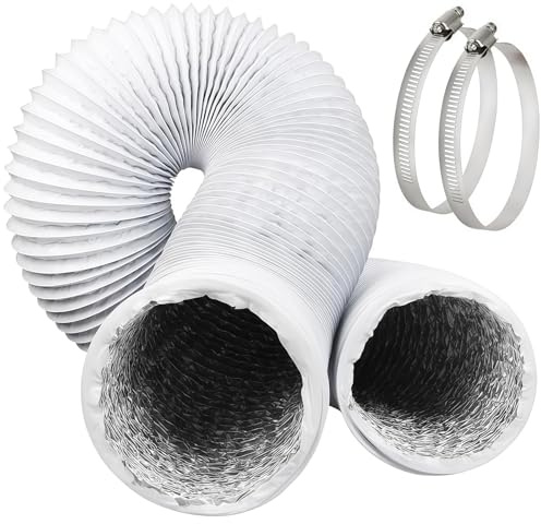 3m Condotto di Ventilazione in Alluminio PVC,Condotti Tubo di Ventilazione Flessibile,100mm Tubo di Scarico con 2 Fascette Stringitubo in Acciaio per Aria Condizionata Cappa Aspirante Hydroponics