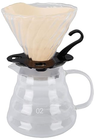 Depisuta Pour Over Kaffebryggare Set, 600 Ml Kaffeserver i Glas med Dropppip och Bred Mun, Återanvändbart Filter Kompatibelt, för Hemmakontor Camping Vandring, Kaffebryggare Pour Over