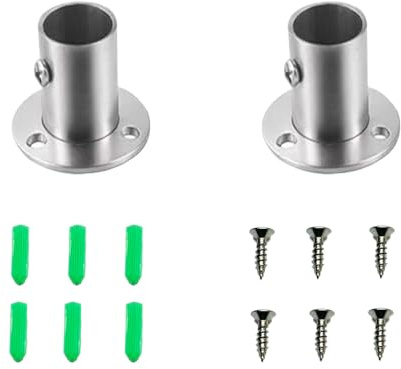 CHENMAHUA 2 soportes para barra, brida, soporte para barra de ropa, acero inoxidable, soporte para barra de tubos, brida para tubo de armario, brida (32,5 mm)