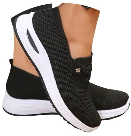 Zapatillas Ortopédicas para Mujer - Zapatos de Malla Transpirable sin Cordones con Soporte de Arco, Calzado Cómodo y Ligero Antideslizante para Caminar, Verano Casual y Trabajo