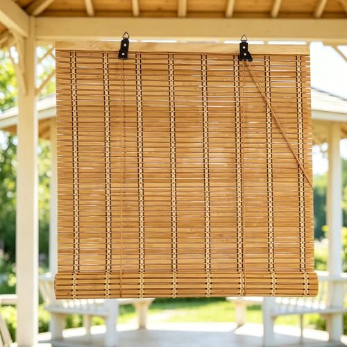 50x190cm Persiana Enrollable de Bambú para Exterior Personalizable Natural Persianas Romanas Estor Enrollable de Protectora Solar,Cortina Parasol para Puertas o Ventanas